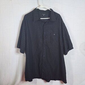George Black Check with Grey Poly SS Button Chest Pocket Button Up Shirt Sz 3XL